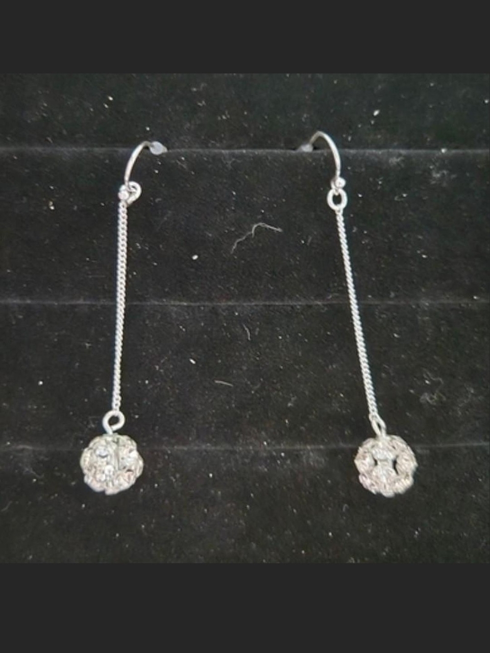 Source Unknown Silver-Tone Chain Drop Earrings with Crystal Flower Dangles